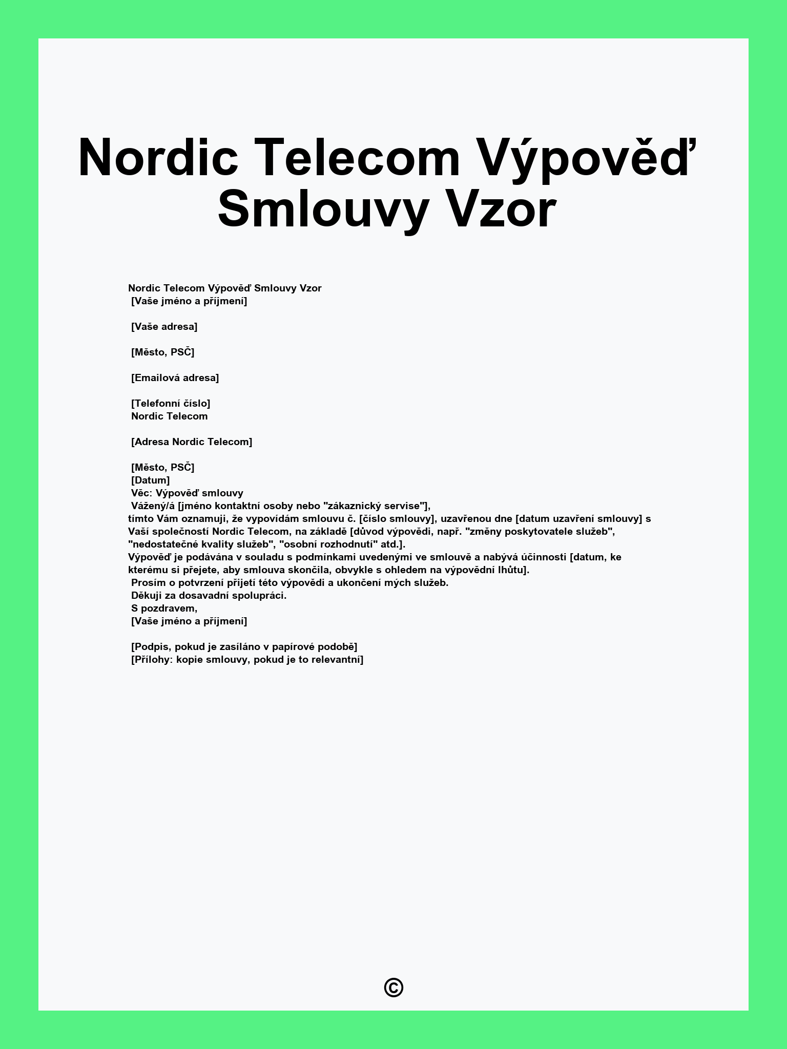 Nordic Telecom Výpověď Smlouvy Vzor