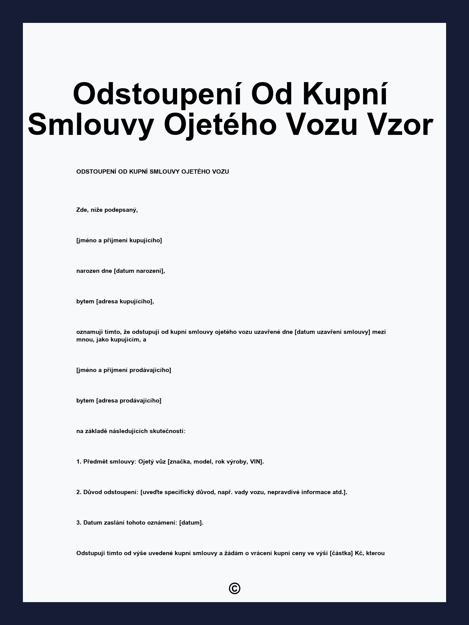 Odstoupení Od Kupní Smlouvy Ojetého Vozu Vzor