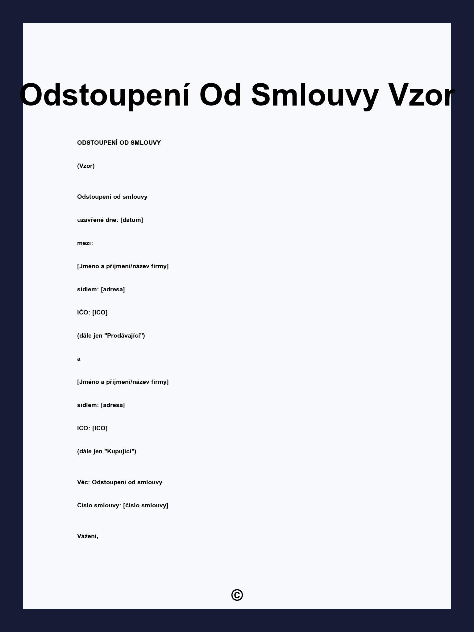 Odstoupení Od Smlouvy Vzor