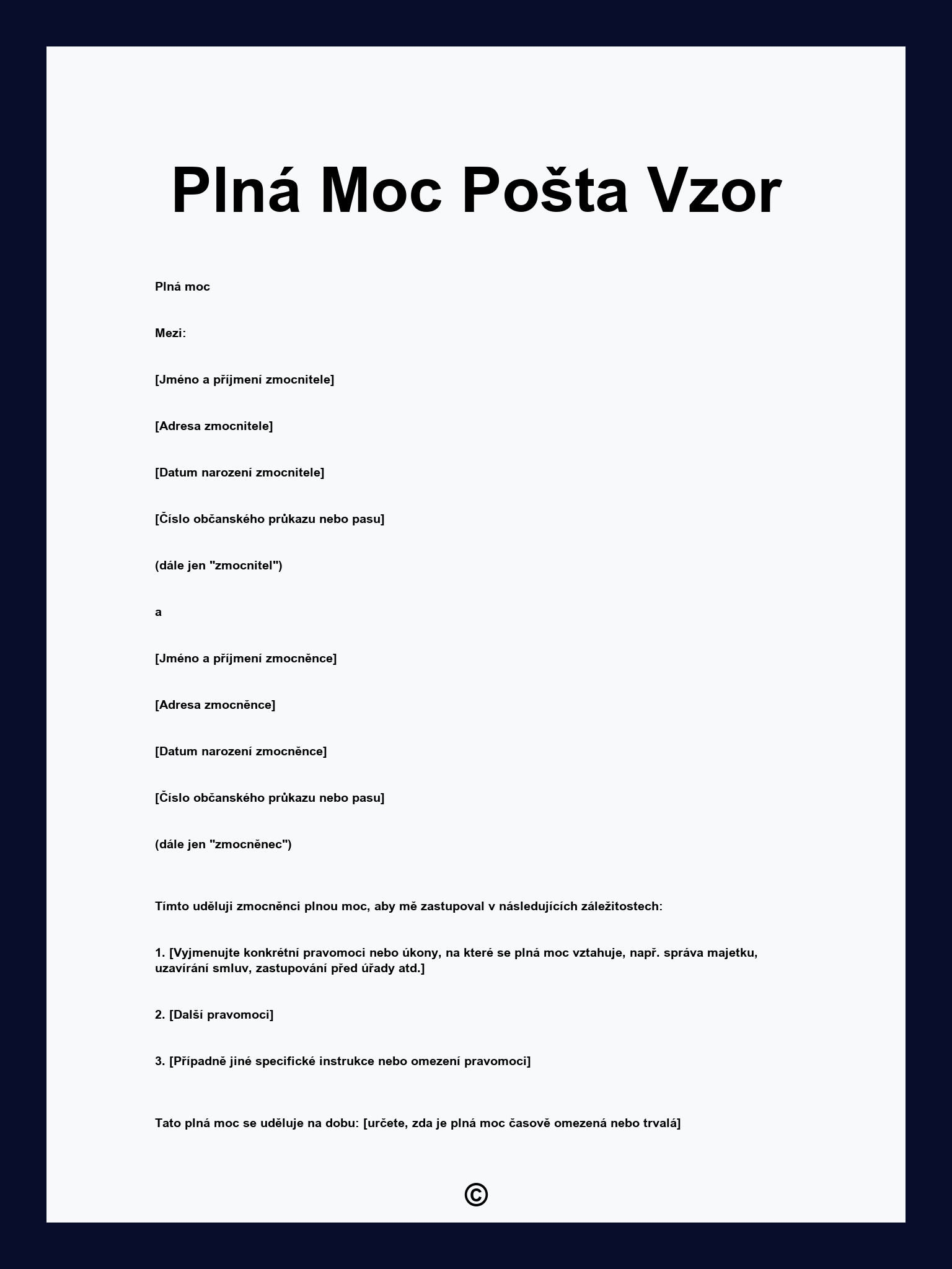 Plná Moc Pošta Vzor