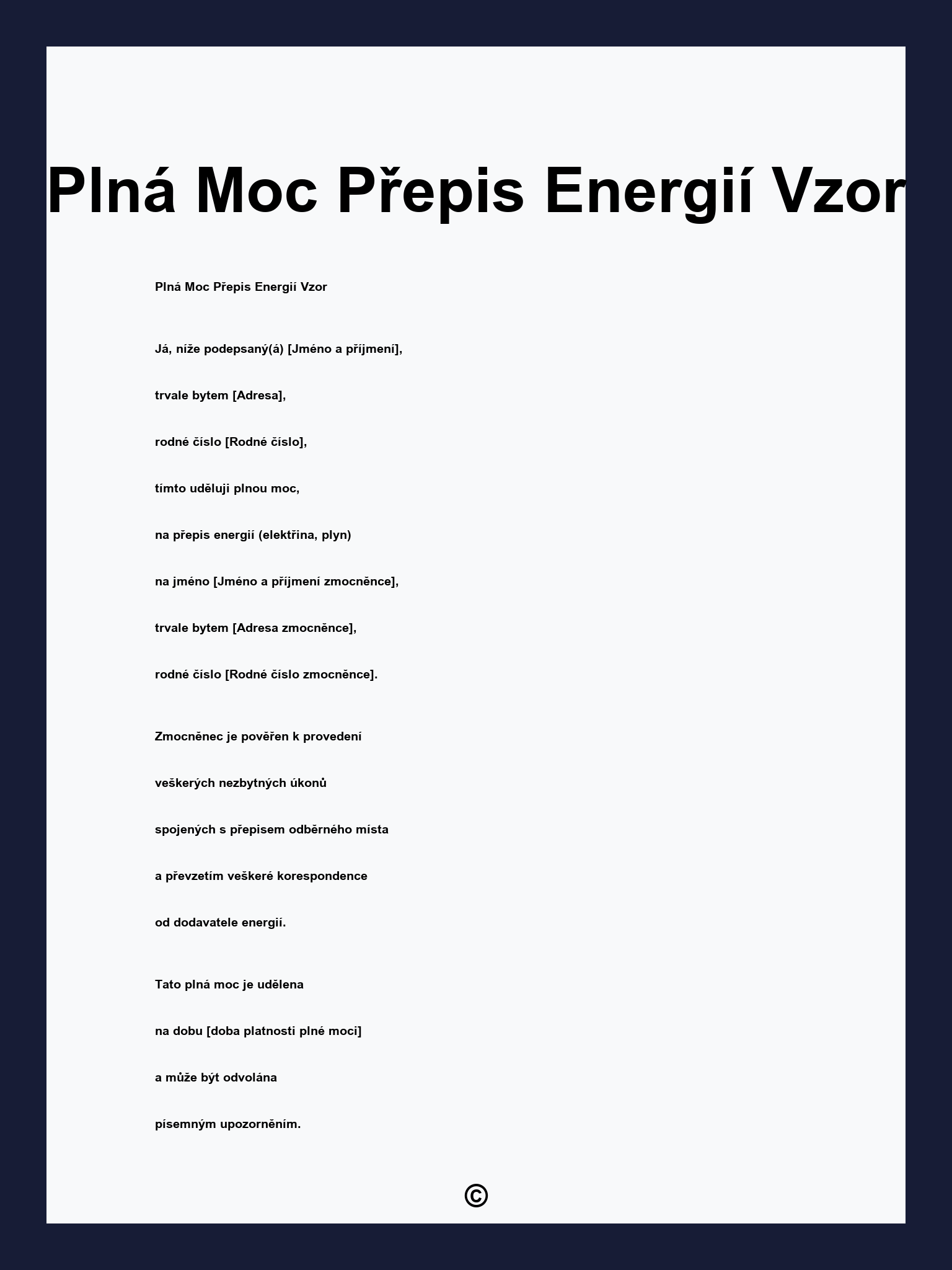 Plná Moc Přepis Energií Vzor