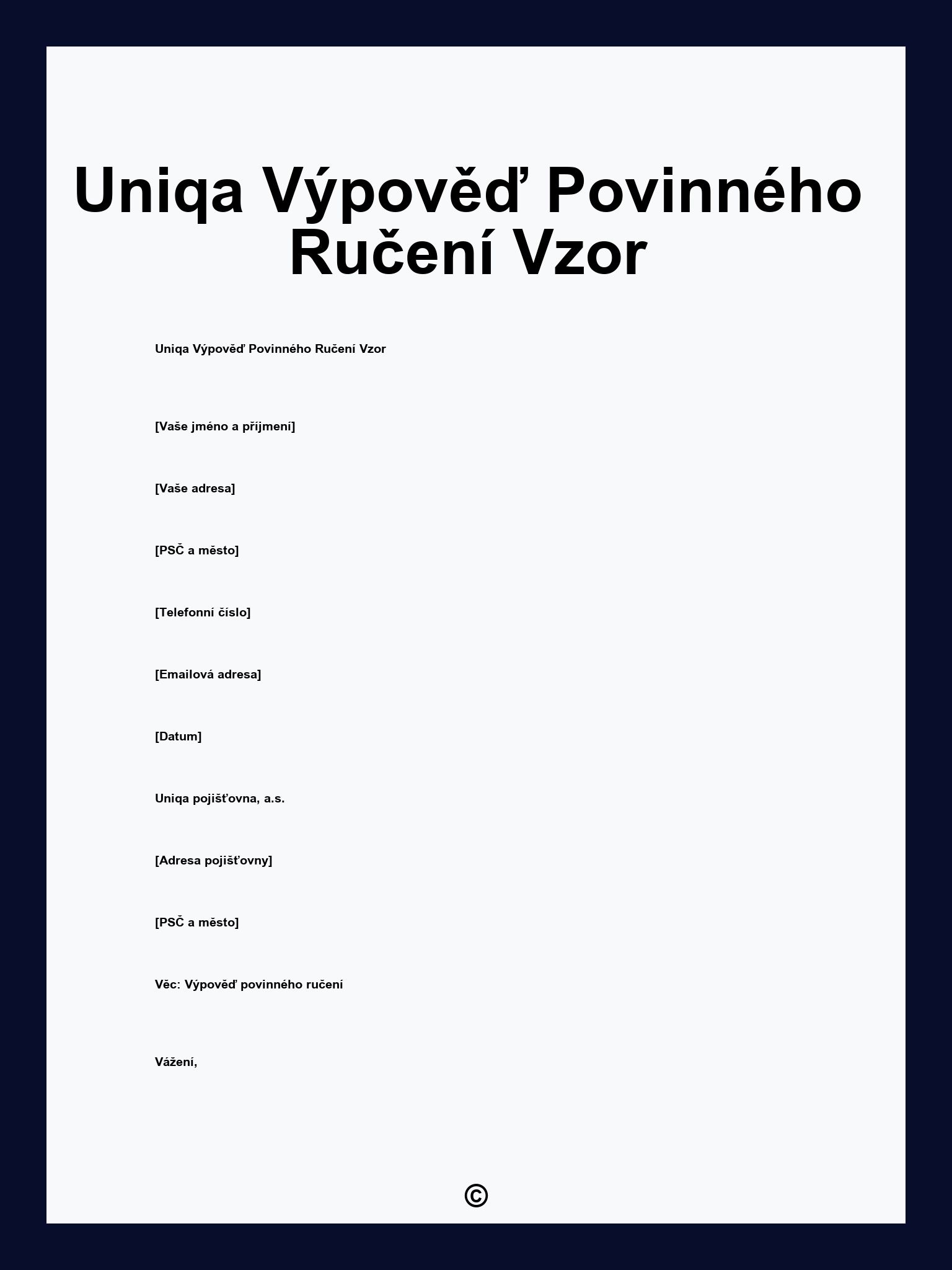 Uniqa Výpověď Povinného Ručení Vzor
